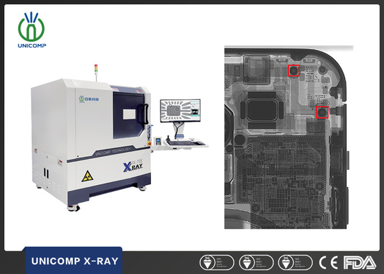 90KV Micron Focus Spot Size Tube X-Ray Machine Unicomp Model AX7900 yang Ditingkatkan Dengan Komputer Dual Untuk Memeriksa Kualitas Selpon