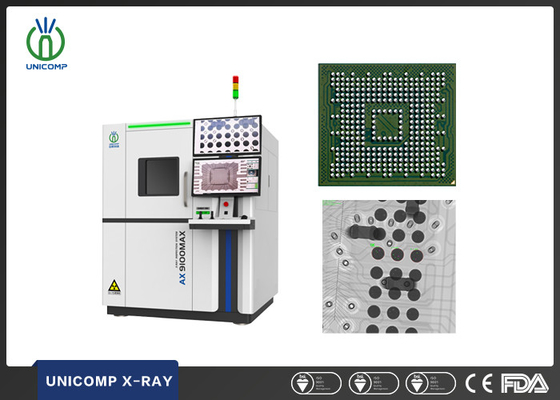 SMT PCB X-Ray Machine Unicomp AX9100MAX Resolusi Tinggi Mikron Fokus Spot Ukuran untuk BGA Voids dan Solder Paste Inspection